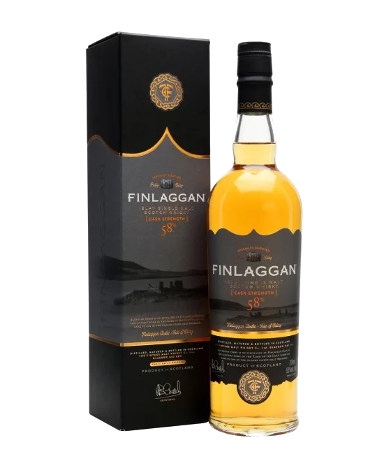 Finlaggan Cask Strength Islay Malt Whisky, fles bij slijterij t Bockje in Bathmen