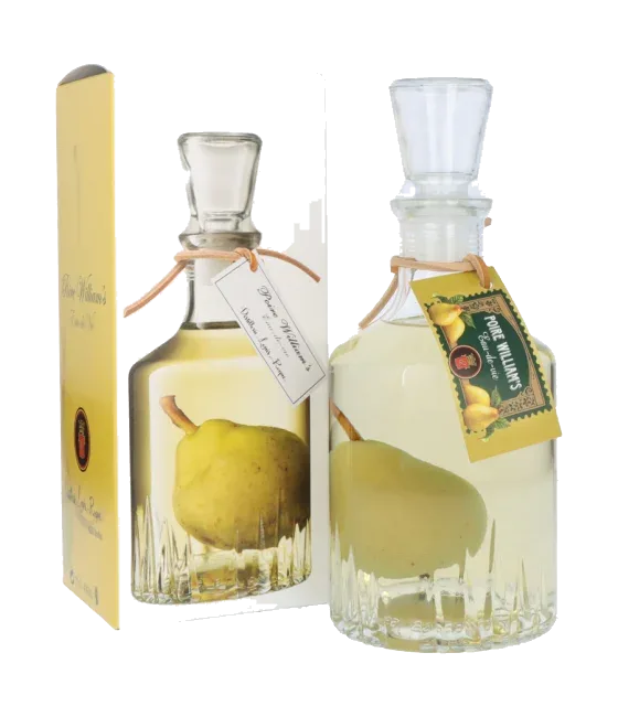 Maison Louis Roque Poire William’s Prisonnière en Caraffe, fles bij slijterij t Bockje in Bathmen