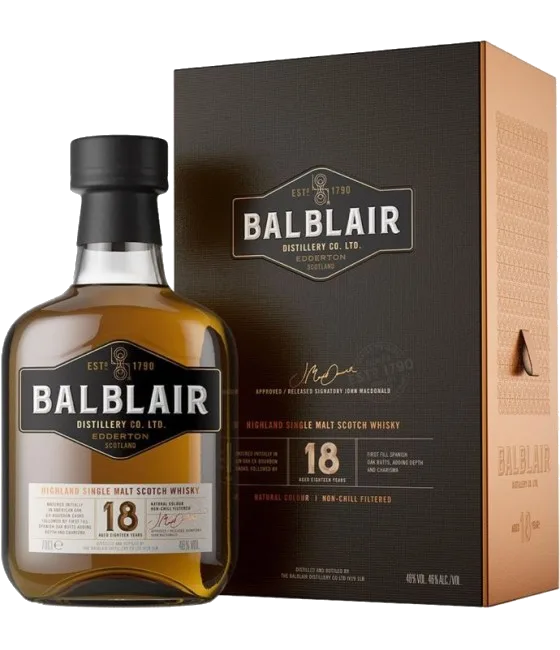 Balblair 18 Years Old Single Malt Whisky, fles bij slijterij t Bockje in Bathmen