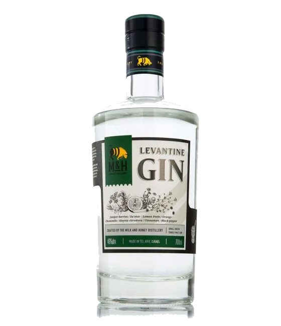 M&H Levantine Gin, fles bij slijterij t Bockje in Bathmen