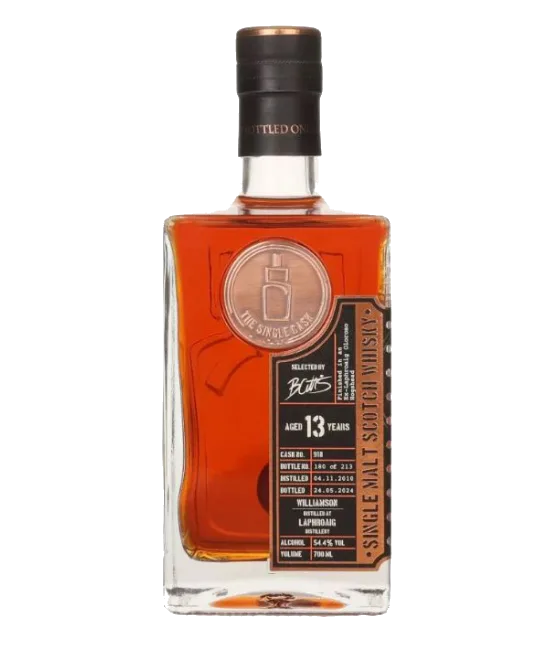 The Single Cask Williamson Laphroaig 13 Years Old 2010 #918, fles bij slijterij t Bockje in Bathmen