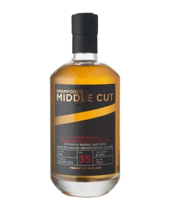 Dramfool’s Middle Cut Invergordon 35 Years Old 1988 #1481, fles bij slijterij t Bockje in Bathmen
