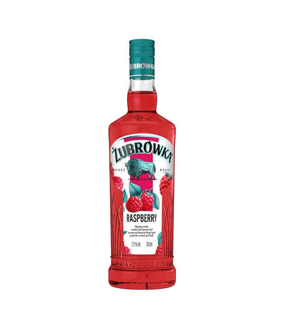 Zubrowka Raspberry Wodka, fles bij slijterij t Bockje in Bathmen