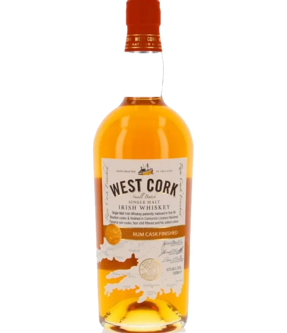 West Cork Rum Cask Finished, fles bij slijterij t Bockje in Bathmen