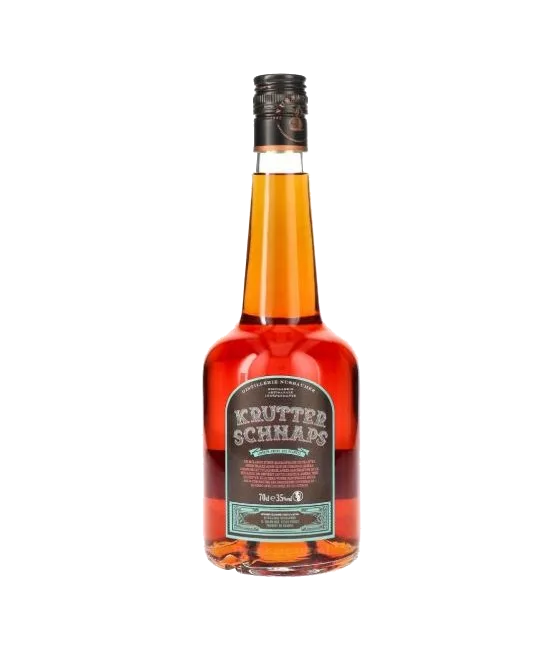 Nusbaumer Krutterschnaps, fles bij slijterij t Bockje in Bathmen