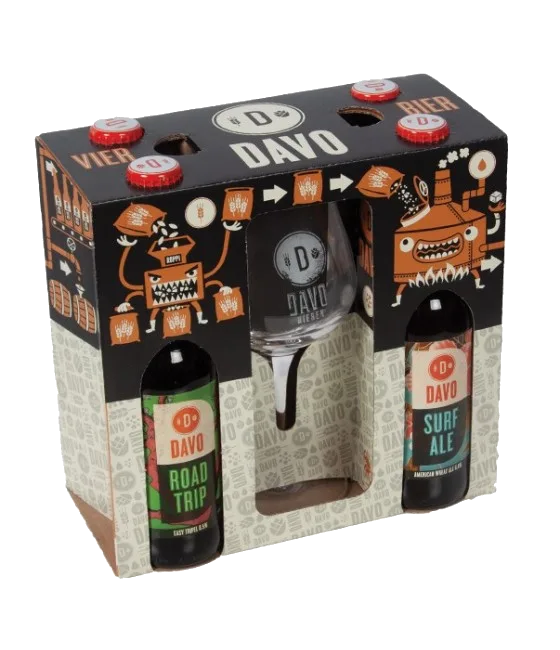 DAVO bier geschenk 4 flesjes + 1 Davo glas, fles bij slijterij t Bockje in Bathmen
