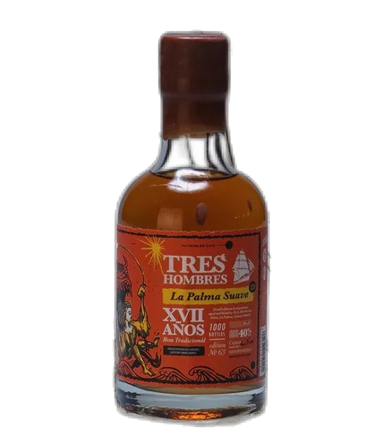 Tres Hombres Rum Ed. 63 La Palma Suave XVII mini, fles bij slijterij t Bockje in Bathmen