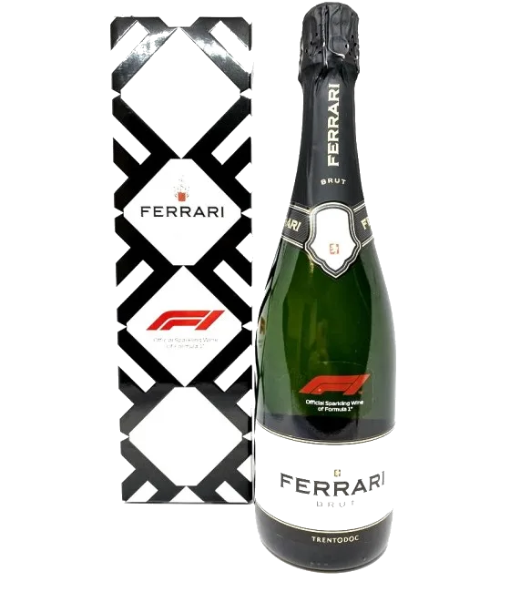 FERRARI Brut, fles bij slijterij t Bockje in Bathmen