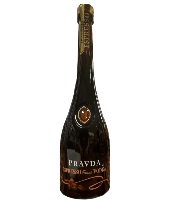 Pravda Espresso Flavoured Vodka, fles bij slijterij t Bockje in Bathmen