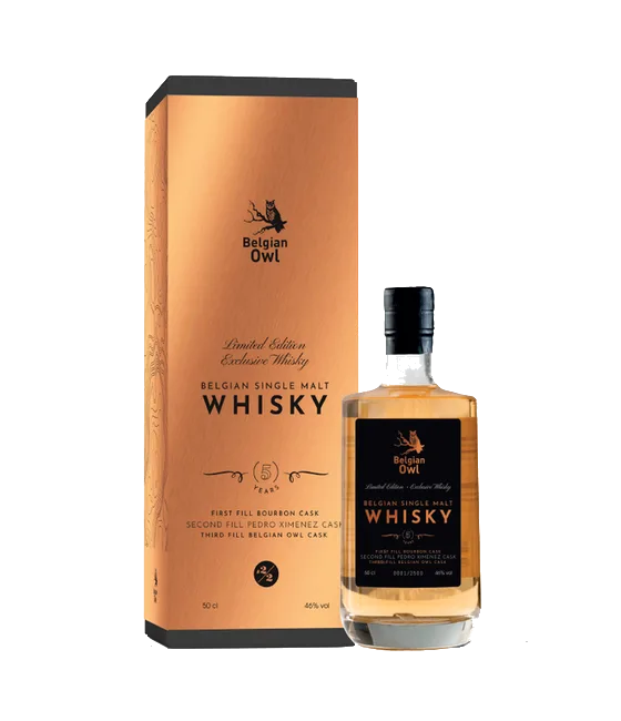Belgian Owl Limited Edition Exclusive Whisky 2/2, fles bij slijterij t Bockje in Bathmen