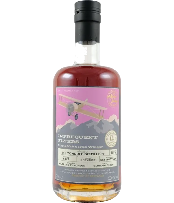 Miltonduff Distillery 11 Years Old 2012 Infrequent Flyers, fles bij slijterij t Bockje in Bathmen