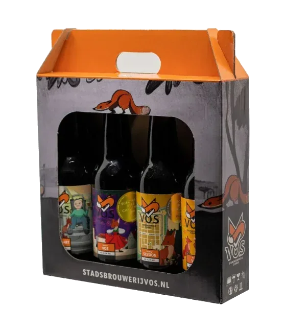 Vos Bier Cadeauverpakking 4 Flessen, fles bij slijterij t Bockje in Bathmen