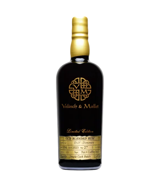 Valinch & Mallet Old Blended Rum 27YO, fles bij slijterij t Bockje in Bathmen