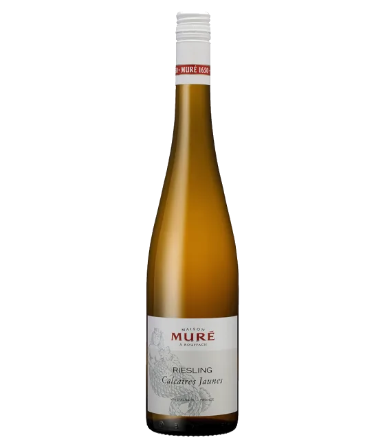 Muré Riesling ‘Calcaires Jaunes’, fles bij slijterij t Bockje in Bathmen