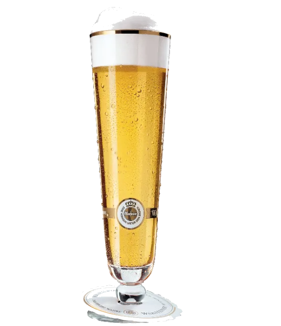 Warsteiner voetglas 20 cl., fles bij slijterij t Bockje in Bathmen
