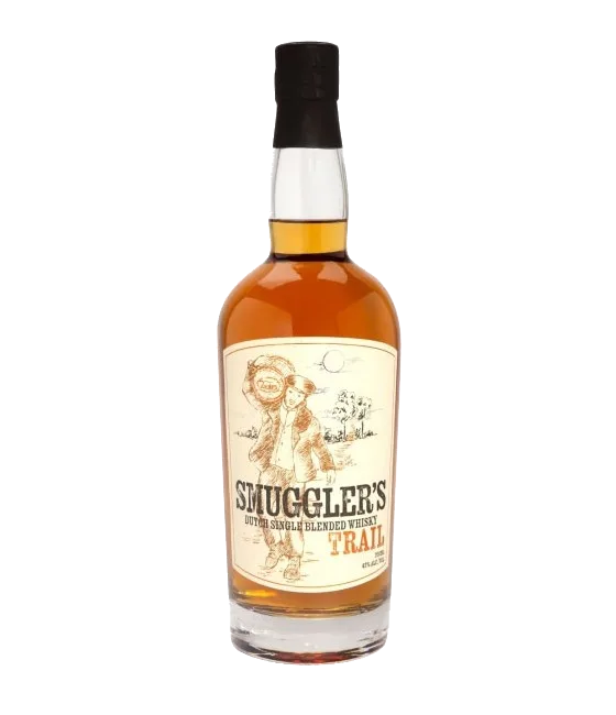 Smuggler’s Trail Dutch Single Blended Whisky, fles bij slijterij t Bockje in Bathmen