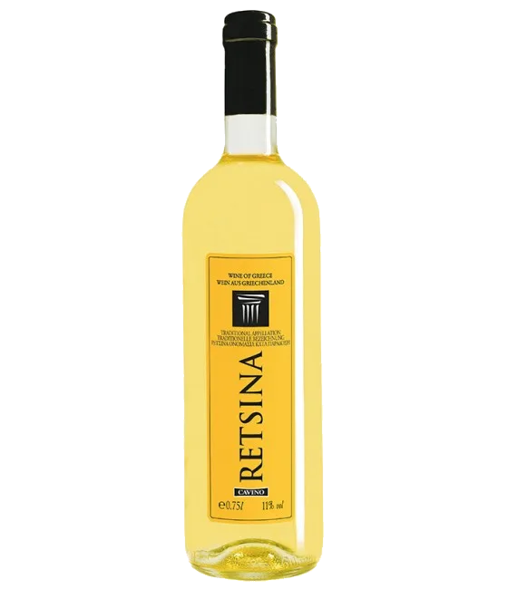 Cavino Retsina Traditional Appellation, fles bij slijterij t Bockje in Bathmen