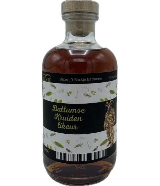 Battumse Kruiden Likeur, fles bij slijterij t Bockje in Bathmen