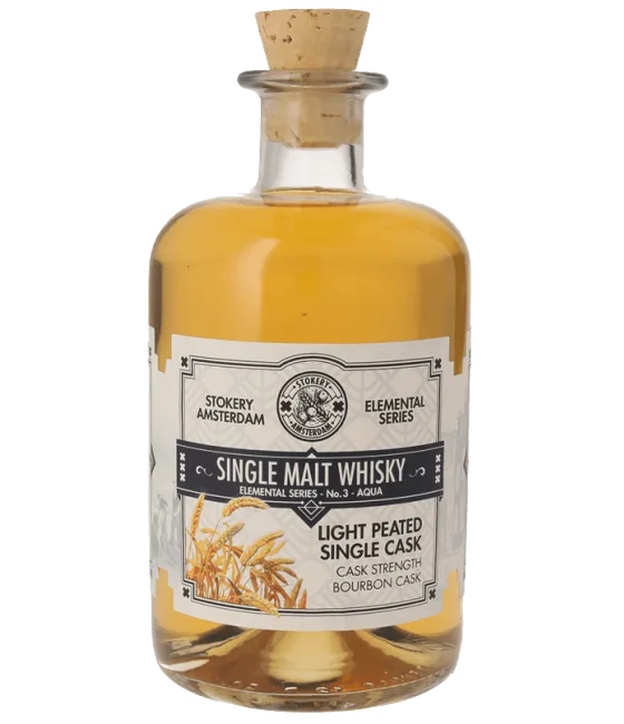 Stokery Amsterdam Elemental Series No.3 Aqua Light Peated Single Malt Whisky, fles bij slijterij t Bockje in Bathmen