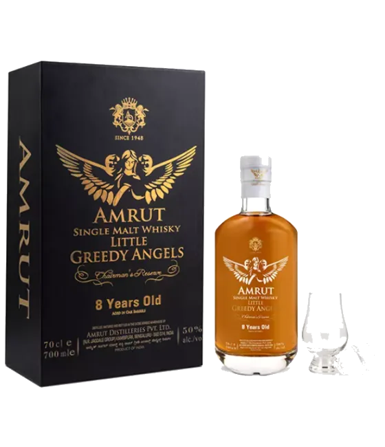 Amrut 8 Years Old Greedy Angels, fles bij slijterij t Bockje in Bathmen