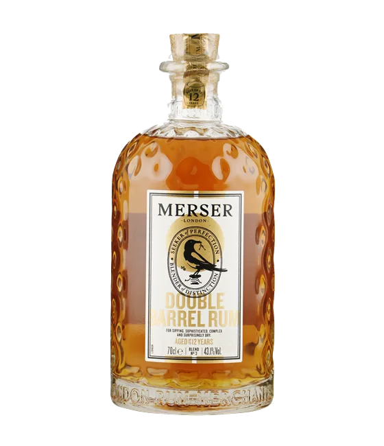 Merser Double Barrel London Blended Rum, fles bij slijterij t Bockje in Bathmen