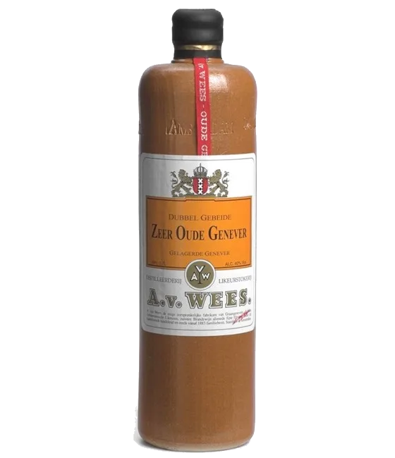 A.v.Wees Zeer Oude Genever, fles bij slijterij t Bockje in Bathmen