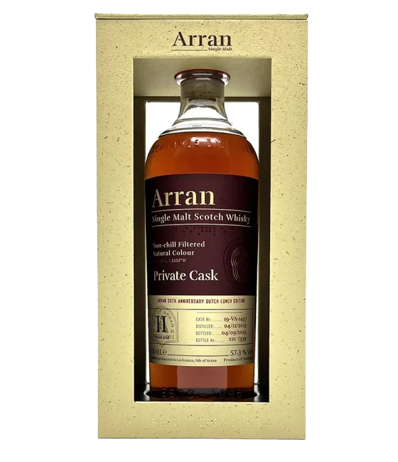 Arran 11Y Private Cask Dutch Lunch Edition 30th Anniversary, fles bij slijterij t Bockje in Bathmen