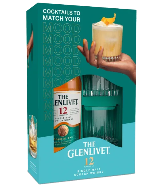 The Glenlivet 12 Years Old Double Oak Giftpack met 2 Glazen, fles bij slijterij t Bockje in Bathmen