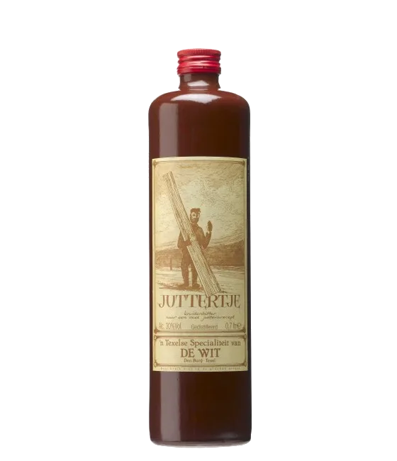 Juttertje Kruidenbitter, fles bij slijterij t Bockje in Bathmen