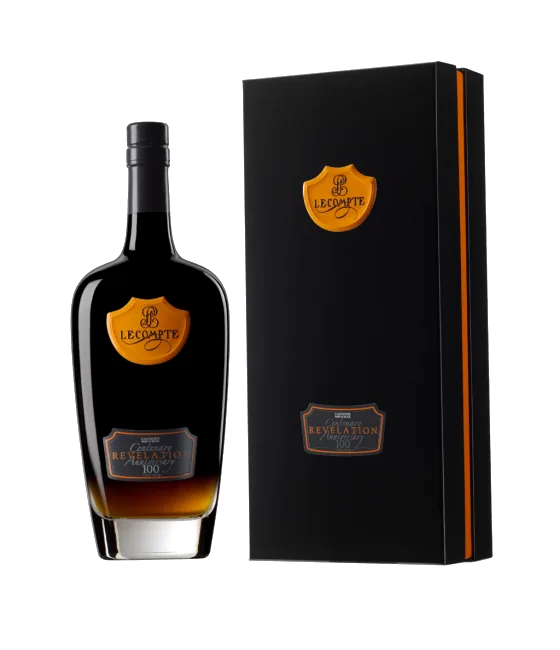 Calvados Lecompte Revelation Anniversary 100, fles bij slijterij t Bockje in Bathmen