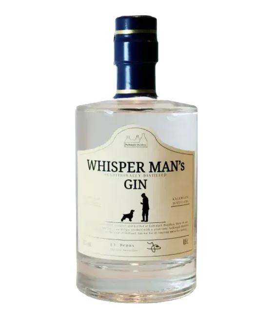 Whisper Man’s Gin, fles bij slijterij t Bockje in Bathmen