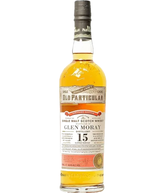 Old Particular Glen Moray 15 Years Old, fles bij slijterij t Bockje in Bathmen