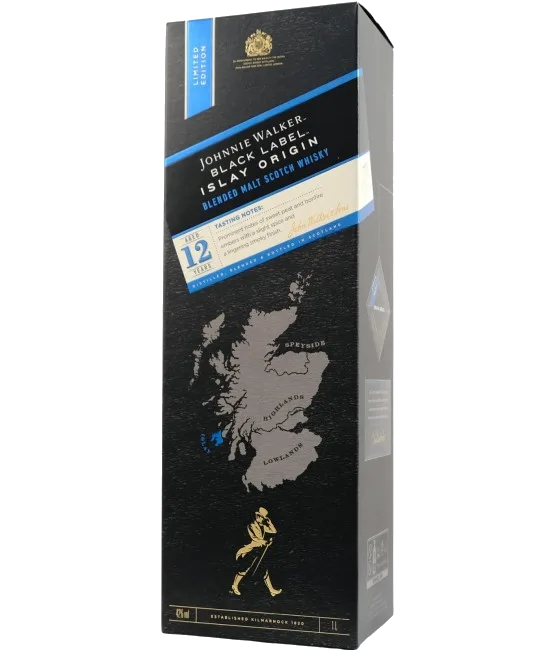 Johnnie Walker 12 Years Old Black Label Islay Origin Liter, fles bij slijterij t Bockje in Bathmen