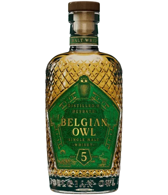 Belgian Owl 5 Years Old Single Malt Whisky, fles bij slijterij t Bockje in Bathmen