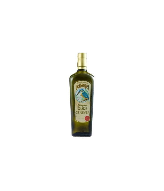 De IJsvogel Oude Genever, fles bij slijterij t Bockje in Bathmen