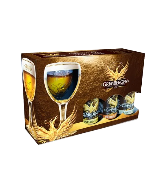Grimbergen Geschenkverpakking 3 flessen + glas