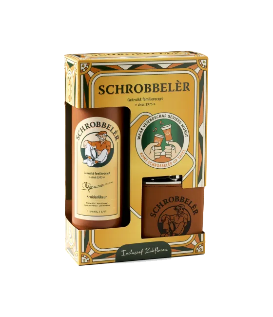 Schrobbelèr Geschenkverpakking met Luxe Zakflacon, fles bij slijterij t Bockje in Bathmen