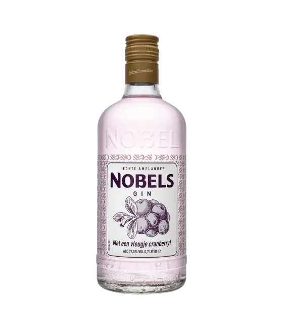 Nobels Gin, fles bij slijterij t Bockje in Bathmen