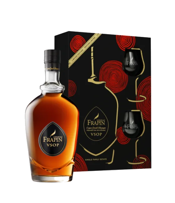 FRAPIN VSOP Cognac geschenkverpakking met 2 glazen, fles bij slijterij t Bockje in Bathmen