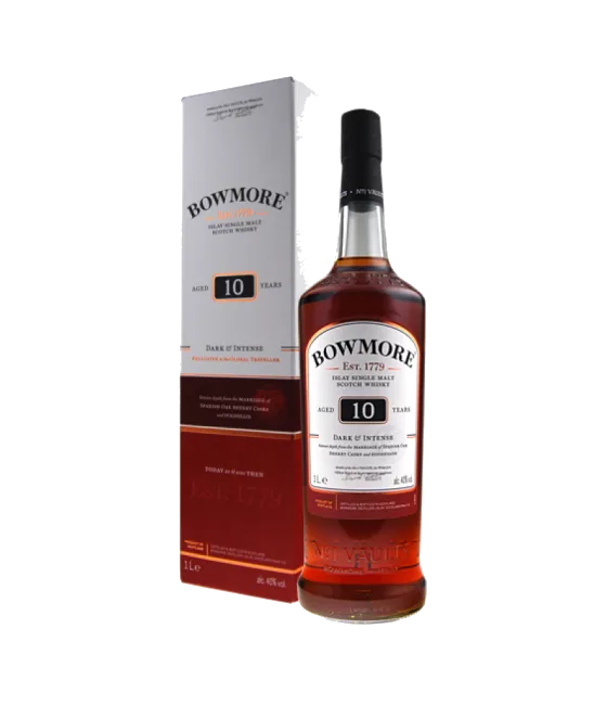 Bowmore Dark & Intense 10 Years Old Islay Single Malt Whisky, fles bij slijterij t Bockje in Bathmen
