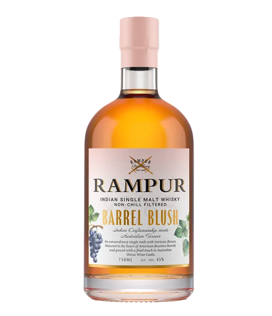 Rampur Indian Single Malt Barrel Blush, fles bij slijterij t Bockje in Bathmen