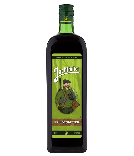 Jachtbitter, fles bij slijterij t Bockje in Bathmen