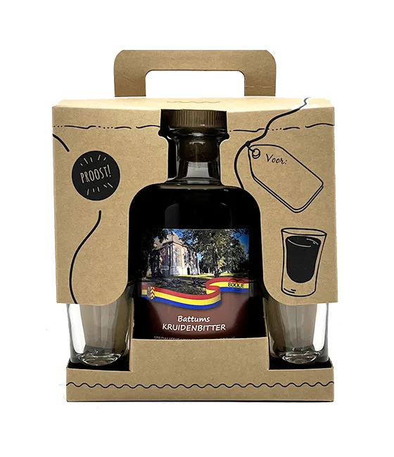 Battums Kruidenbitter Geschenkverpakking met 2 Shotglaasjes, fles bij slijterij t Bockje in Bathmen