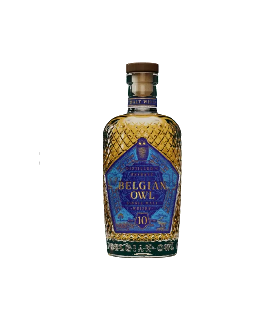 Belgian Owl 10 Years Old Single Malt Whisky, fles bij slijterij t Bockje in Bathmen