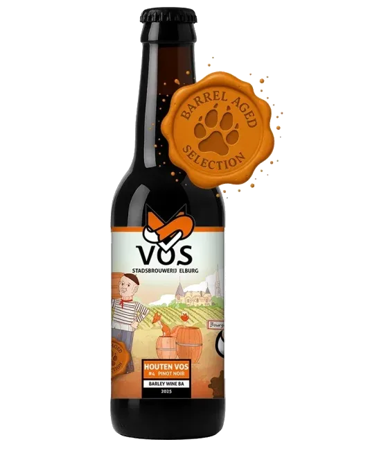 Brouwerij Vos Houten Vos #4 Barrel Aged serie, fles bij slijterij t Bockje in Bathmen