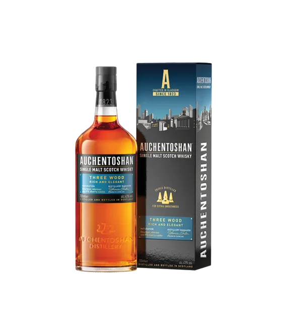 Auchentoshan Three Wood, fles bij slijterij t Bockje in Bathmen
