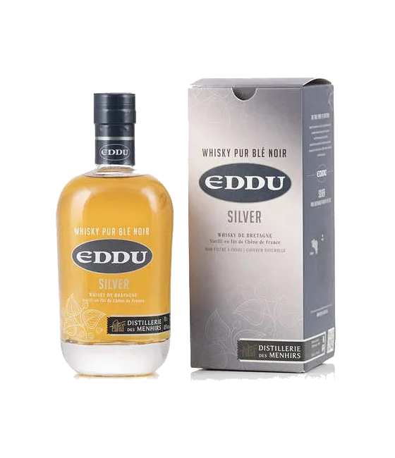 Eddu Silver Whisky De Bretagne, fles bij slijterij t Bockje in Bathmen