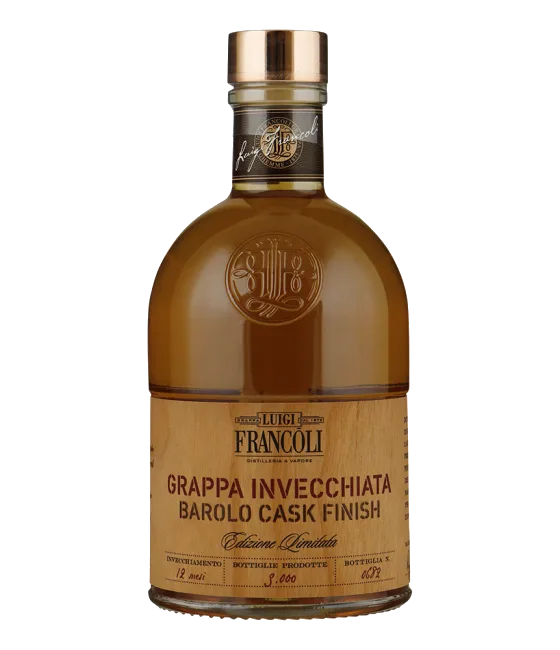 Francoli Grappa Barolo Cask Finish, fles bij slijterij t Bockje in Bathmen