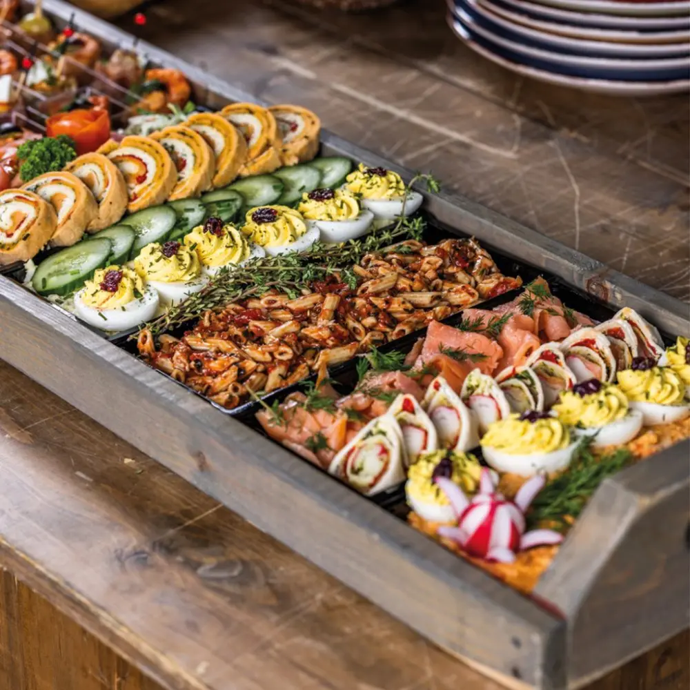 Plateau met wraps en hapjes