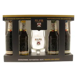 Cervezas Alfa, estuche de regalo con vaso
